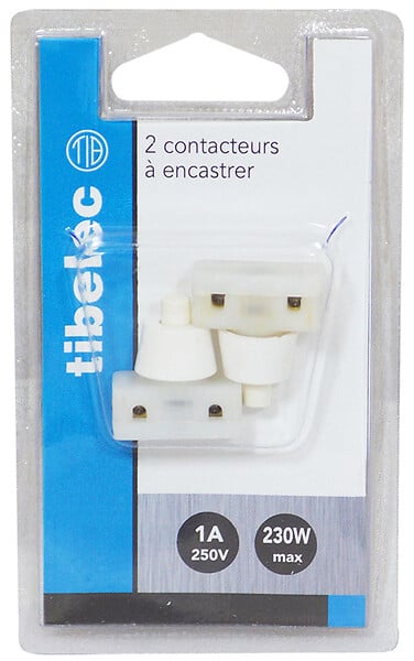 TIBELEC - Lot de 2 interrupteurs à encastrer plastique Blanc - 230W - large