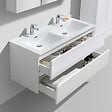 STANO - Meuble salle de bain design double vasque SIENA largeur 120 cm blanc laqué - vignette