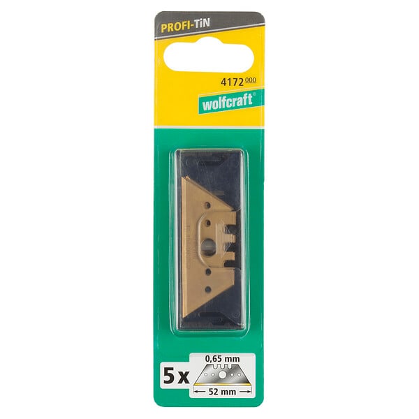 WOLFCRAFT - Lames trapèze Pro TiN - 0.65x52mm - Lot de 5 - large