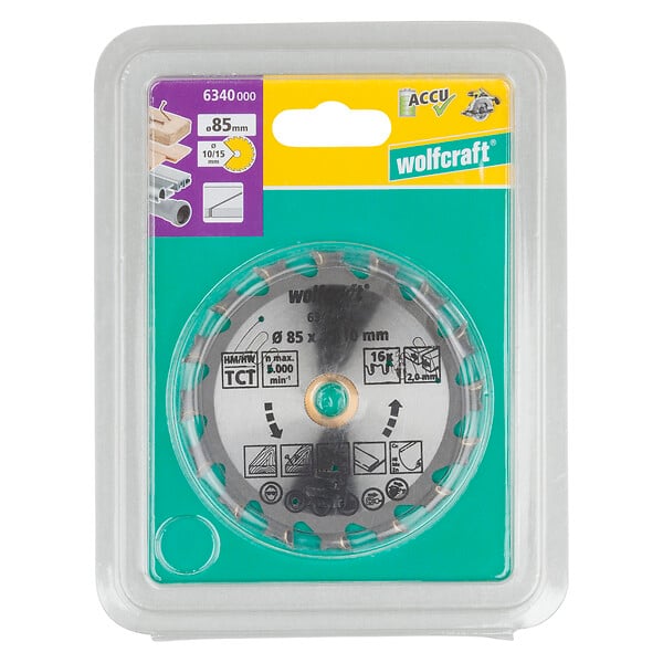 WOLFCRAFT - Lame scie circulaire carbure Diam.85mm alésage 15mm - large