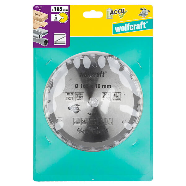 WOLFCRAFT - Lame scie circulaire carbure 165mm 24 dents - Scie sans fil - large