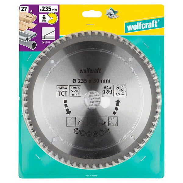 WOLFCRAFT - Lame de scie circulaire CT - 64 dents - Ø235x30 - large