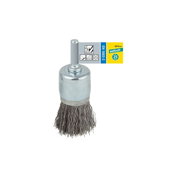 WOLFCRAFT - Brosse métallique pinceau acier - D25mm - queue T6 - large