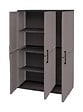 DMORA - Armoire extérieure ou intérieure, 3 portes et 3 niveaux en polypropylène ajustables, 100% fabriqués en Itala, 102x37h163 cm, couleur grise - vignette