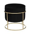 ATMOSPHERA - Pouf et Coffre de rangement en Velours Noir et support en métal D 42 x H 44 cm - vignette