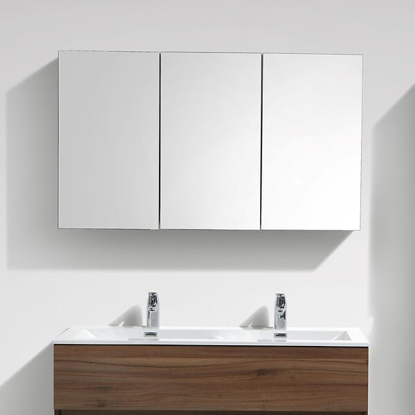 STANO - Armoire de toilette bloc-miroir SIENA largeur 120 cm noyer - large