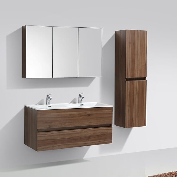 STANO - Armoire de toilette bloc-miroir SIENA largeur 120 cm noyer - large