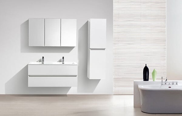 STANO - Armoire de toilette bloc-miroir SIENA largeur 120 cm blanc laqué - large
