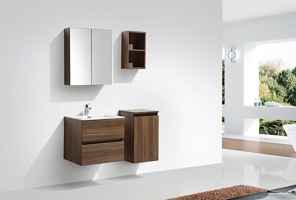 STANO - Armoire de toilette bloc-miroir SIENA largeur 60 cm noyer - large