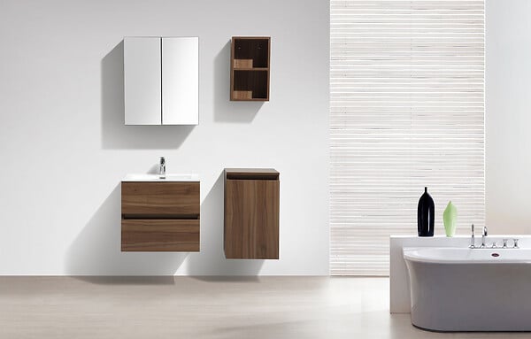 STANO - Armoire de toilette bloc-miroir SIENA largeur 60 cm noyer - large