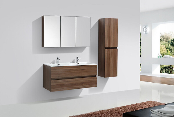 STANO - Grande armoire de rangement SIENA hauteur 150 cm noyer 40 cm - large