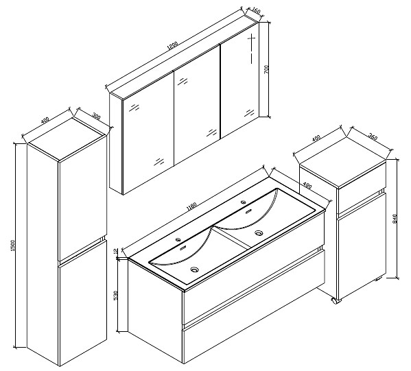 STANO - Grande armoire de rangement SIENA hauteur 150 cm noyer 40 cm - large