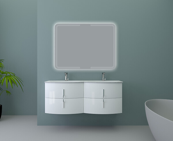 BADENHAUS - Meuble sous-vasque Sting - Blanc brillant - 69cm - large