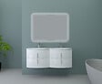 BADENHAUS - Double vasque Sting - Verre - Blanc - 138x52cm - vignette