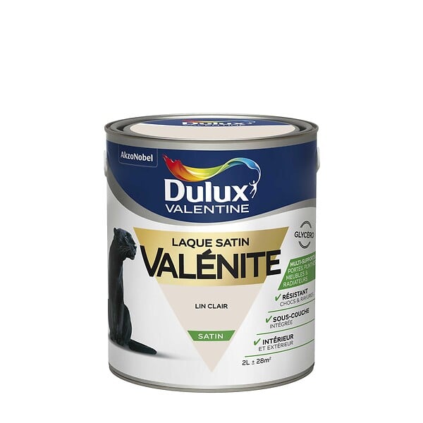 DULUX VALENTINE - Peinture Laque Valénite - Lin clair - Satin - 2L - large