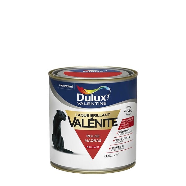 DULUX VALENTINE - Peinture Laque Valénite - Rouge Madras - Brillant - 0,5L - large