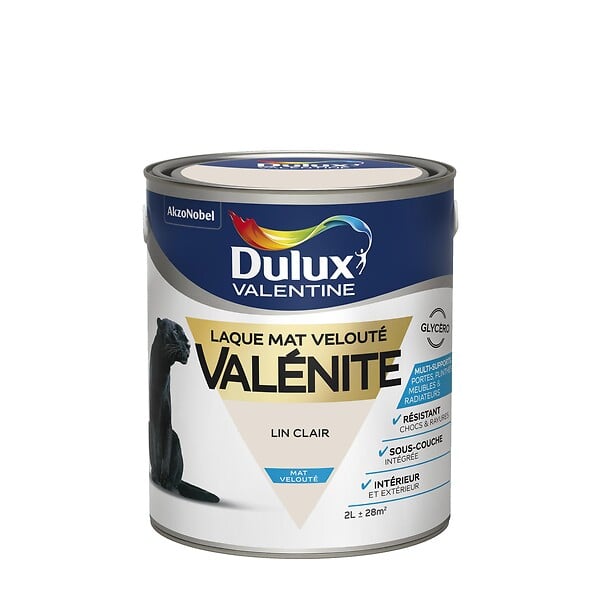 DULUX VALENTINE - Peinture laque Valénite - Lin clair - Mat - 2L - large