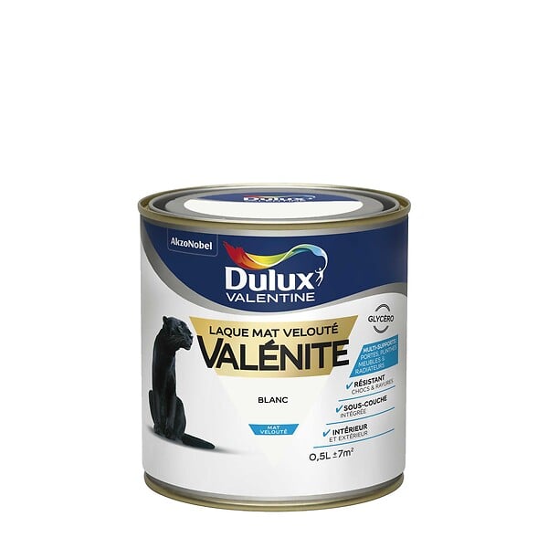 DULUX VALENTINE - Laque glycérophtalique Valénite Mat Blanc - 0,5L - large
