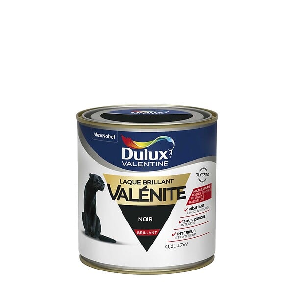 DULUX VALENTINE - Peinture Laque Valénite - Noir - Brillant - 0,5L - large