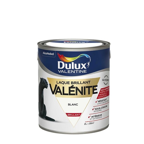 DULUX VALENTINE - Peinture Laque Valénite - Blanc - Brillant - 2L - large