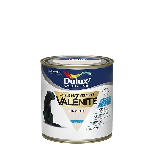 DULUX VALENTINE - Laque glycérophtalique mate - Lin Clair - 0,5L - large