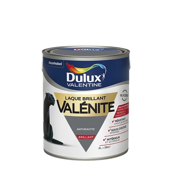 DULUX VALENTINE - Peinture Laque Valénite - Anthracite - Brillant - 2L - large