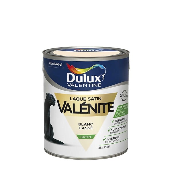 DULUX VALENTINE - Laque boiserie et métal - Blanc cassé - Rendu satin - 2L - large