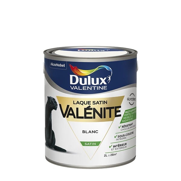 DULUX VALENTINE - Peinture Laque Valénite - Blanc - Satin - 2L - large