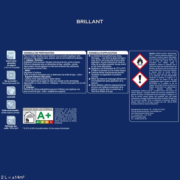 DULUX VALENTINE - Peinture Laque Valénite - Anthracite - Brillant - 2L - large