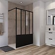 KINDFORD - Paroi douche italienne - Verre sérigraphié - Noir - 120 X 190cm - vignette
