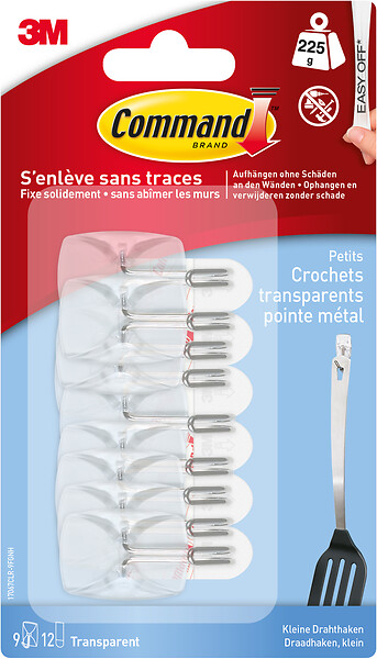 3M - Lot 9 crochets clear pointe métal petit modèle - large