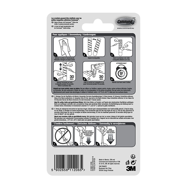 3M - Crochet clear pointe métal petit modèle x5 - large