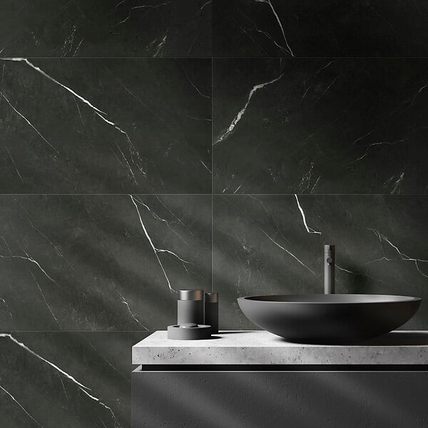 DUMAWALL+ - Dalle PVC Dumawall+ Sicilia - Marbre noir - 37,5x65cm - large