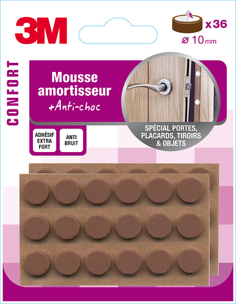 3M - Mousse amortisseur adhésive marron diam 10mm x36 - large