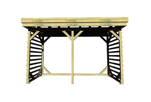 ABRI FRANCAIS - • ABRI Bûches en Bois - 4,1m2 - 3,15x1,31m - Pin Sylvestre traité Autoclave - Surface Int : 2,8m2 | 4 stères - large