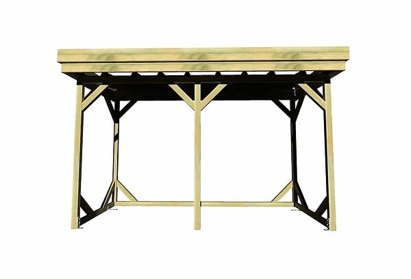 ABRI FRANCAIS - • ABRI Bûches en Bois - 4,1m2 - 3,15x1,31m - Pin Sylvestre traité Autoclave - Surface Int : 2,8m2 | 4 stères - large