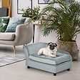 PAWHUT - Canapé Chien Chat sur Pied avec Coffre de Rangement Style Moderne Coussin d'assise Amovible Grand Confort 76 x 45 x 41,5 cm Bleu - vignette