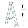 HOSTRÃ–M - Echelle transformable 2 plans StablePro 2x11 marches aluminium extensible coulissante, 3 positions, hauteur travail max 5,78m, garantie 5 ans, Hostrom - vignette