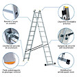 HOSTRÃ–M - Echelle transformable 2 plans StablePro 2x11 marches aluminium extensible coulissante, 3 positions, hauteur travail max 5,78m, garantie 5 ans, Hostrom - vignette