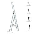 HOSTRÃ–M - Echelle transformable 3 plans StablePro 3x13 marches aluminium extensible coulissante, 6 positions, hauteur travail max 8,61m, garantie 5 ans, Hostrom - vignette
