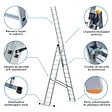 HOSTRÃ–M - Echelle transformable 3 plans StablePro 3x13 marches aluminium extensible coulissante, 6 positions, hauteur travail max 8,61m, garantie 5 ans, Hostrom - vignette