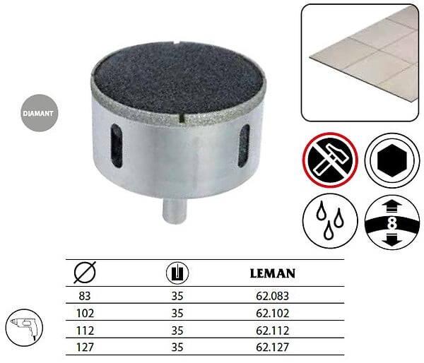 LEMAN - Trépan diamanté carrelage 112 mm Leman - large