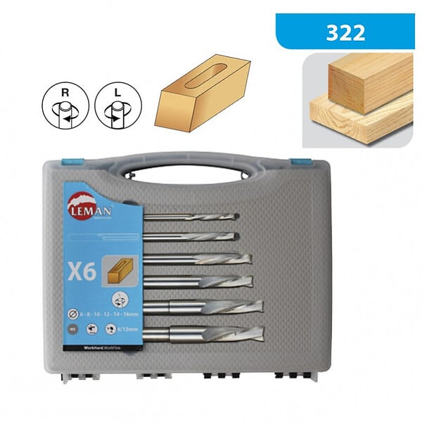 LEMAN - Coffret 6 Meches à  Mortaiser Acier Coupe Helicoidale / Rotation Gauche Leman - large