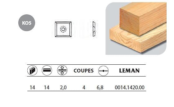 LEMAN - 10 Plaquettes réversibles au carbure 14x14x2mm 4 coupes 0014.1420.00 Leman - large