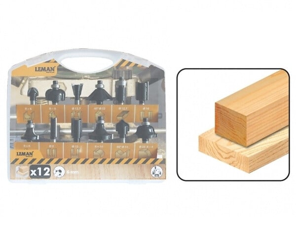 LEMAN - Coffret 12 Meches de Defonceuse Carbure Assorties Queue 6 Mm Leman - large