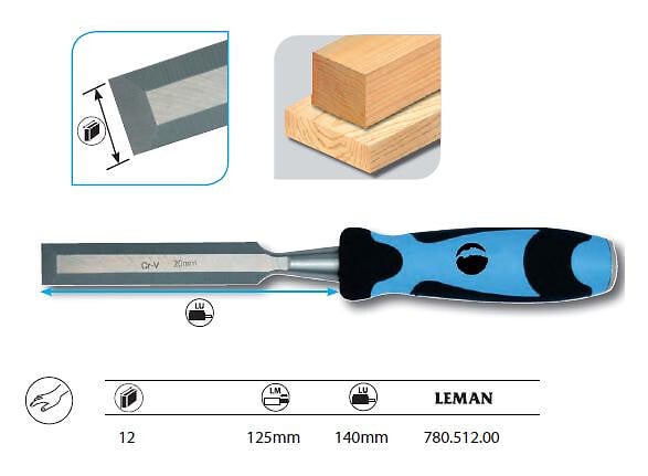 LEMAN - Ciseau à  Bois / Manche Bi-Matiere L.12mm Leman - large