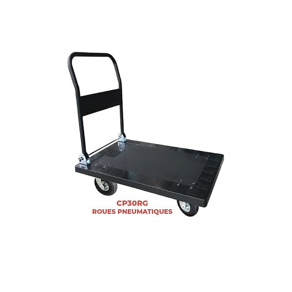 STOCKMAN - Chariot plastique avec dossier rabattable 300 kg roues pneumatiques CP30RG Stockman - large