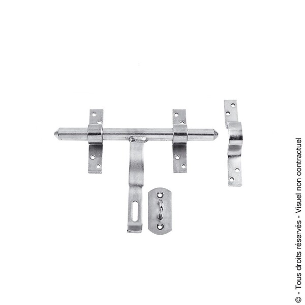 AFBAT - Verrou vervelle + gache + porte-cadenas D16 zingué blanc - large