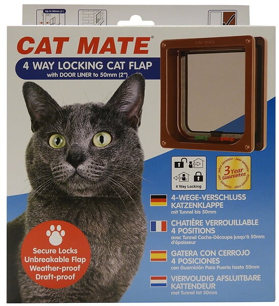 PET MATE - Chatière 4 positions marron  CAT MATE - large