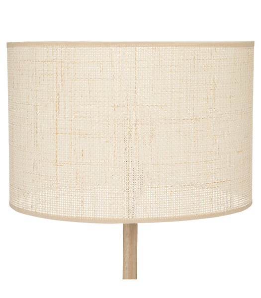 ATMOSPHERA - Lampadaire en Bois de Pin et Abat-jour Beige naturel tressé H 149.5 cm - large